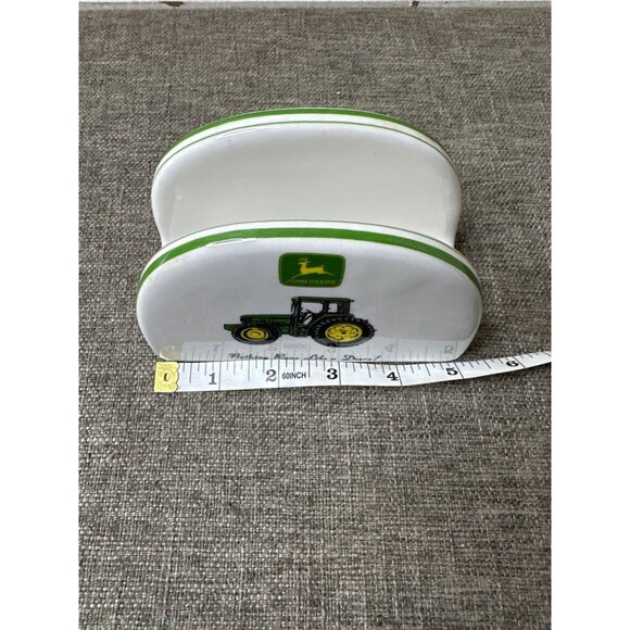 John Deere Vintage Gibson Ceramic Napkin Holder With Tractor Design - Picture 5 of 6